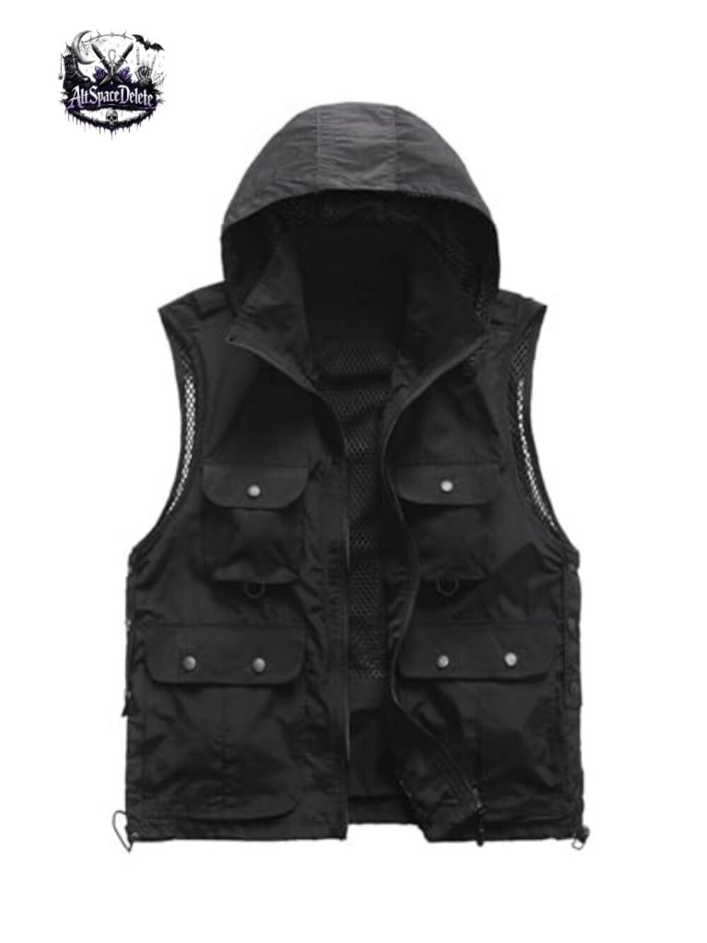 Men's Fishing Vest Hooded Mesh Multiple Pockets Travel Vest